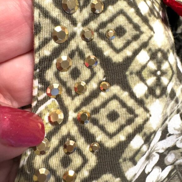 ❤️NWT  RUBY RD. SAGE GREEN PRINT TOP w/GROMMET DETAIL    SMALL/PETITE - Picture 6 of 9